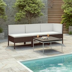 Garden Furniture Set Brown PE Rattan 3 Piece Set
