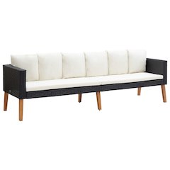 Garden Sofa Black PE rattan 3-seater Modular Garden Sofa