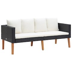 Garden Sofa Black, Cream White
