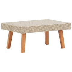 Coffee Table Beige PE Rattan Medium Lightweight Coffee Table