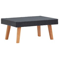 Coffee Table Black PE rattan, powder-coated steel, eucalyptus wood