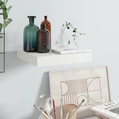 Wall Shelf High gloss white Honeycomb MDF 9.1 in Wall mounting