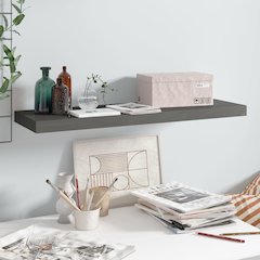Wall Shelf High gloss grey MDF, metal 31.5 in long Wall Shelf