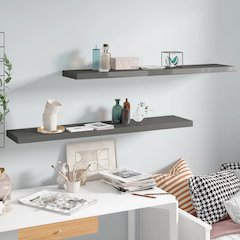 Wall Shelf Set of 2 High gloss grey Honeycomb MDF, metal 47.2 in