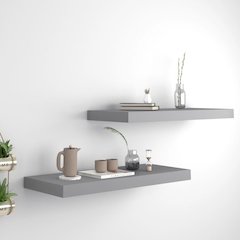 Wall Shelf Set of 2 Gray Honeycomb MDF, metal Medium Wall Shelf