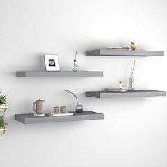 Wall Shelf Set of 4 Grey Honeycomb MDF, metal