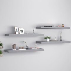 Wall Shelf Set of 4 Grey Honeycomb MDF, metal 31.5 x 9.3 in