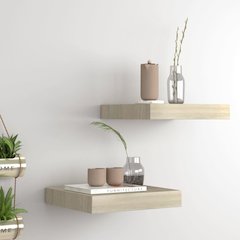 Wall Shelf Set of 2 Oak Honeycomb MDF, Metal 9.1 x 9.3 x 1.5 in