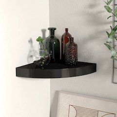 Corner Shelf Black Honeycomb MDF, metal Small Wall mounting