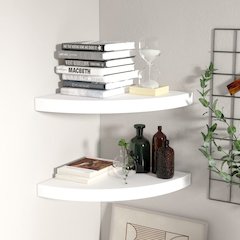 Corner Shelf Set of 2 White Honeycomb MDF, metal