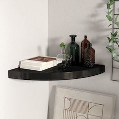 Corner Shelf Black Honeycomb MDF, Metal
