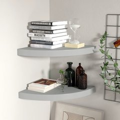 Corner Shelf Set of 2 Gray Honeycomb MDF, metal Small