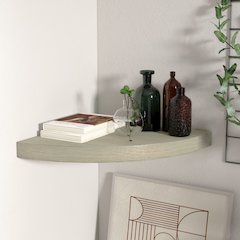 Corner Shelf Oak Honeycomb MDF, metal 13.8 in x 13.8 in x 1.5 in