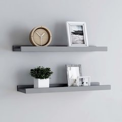 Frame Ledge Shelf Set of 2 Gray MDF Small Wall mounting