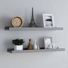 Frame Ledge Shelf Set of 2 Gray Lacquered MDF 31.5 in long