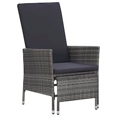 Armchair Grey PE rattan Medium Adjustable Armrests Armchair