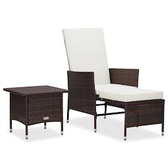 Garden Furniture Set Brown and Cream White
