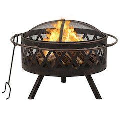 vidaXL Rustic Fire Pit with Poker 29.9" XXL Steel, 311885