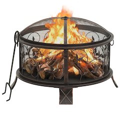 vidaXL Rustic Fire Pit with Poker 26.6" XXL Steel, 311891