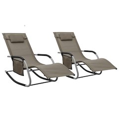 Sun Lounger Set of 2 Taupe and Grey Textilene Standard