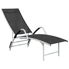 Sun Lounger Black and silver Textilene and aluminum Standard