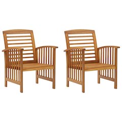 Garden Chair Set of 2 Natural wood Solid acacia wood Standard