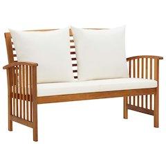 Garden Bench Cream White, Natural Wood