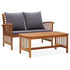 Garden Lounge Set Dark grey Solid acacia wood with an oil finish