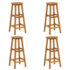 Bar Stool Set of 4 Acacia Wood Color Solid Acacia Wood Standard