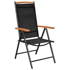 Garden Chair Set of 6 Black Plywood Standard Foldable