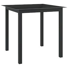 Garden Table Black Aluminum, Glass Compact Durable Garden Table