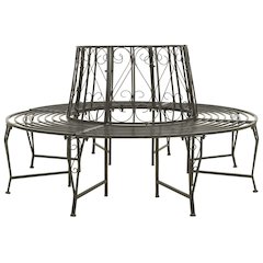 Tree Bench Silver grey Steel 63 in diameter Outdoor Bench Round