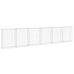 vidaXL Gabion Wall with Covers Galvanized Steel 118.1"x11.8"x39.4", 147821
