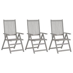 Garden Chair Set of 3 Grey Solid acacia wood 3 pieces Foldable