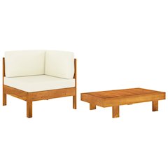 Wooden Lounge Set Cream White Solid Acacia Wood Standard Sturdy
