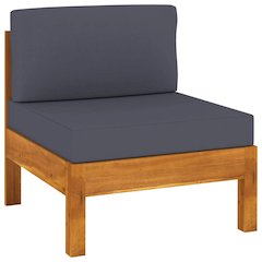 Wooden Sofa Dark Grey Solid Acacia wood, Fabric (100% polyester)