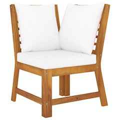 Sectional Corner Sofa Cream Solid Acacia wood Compact