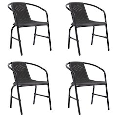 Garden Chair Set of 4 Black Plastic rattan, steel Standard