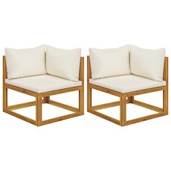 Corner Sofa Cream white Solid acacia wood Standard two-seater