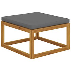 Footstool Dark Grey Solid Acacia Wood, Polyester Medium Modular