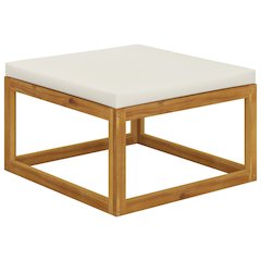 Footstool Cream white Solid Acacia wood 26.8 x 26.8 in Durable