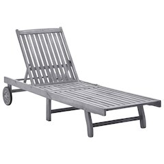 Sunlounger Grey wash Solid Acacia wood Standard Height-Adjustable