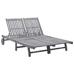 Sunlounger Grey wash Solid Acacia Wood Big enough for two
