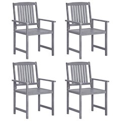 Garden Chair Set of 4 Grey Solid Acacia wood Standard Durable