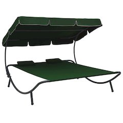 Lounge Bed Green Oxford fabric, powder-coated steel, polyester