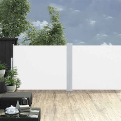 vidaXL Patio Retractable Side Awning 55.1"x472.4" Cream 3388