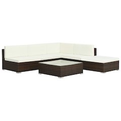 Patio Sofa Set Set of 6 Brown, Cream white