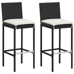 Bar Stool Set of 2 Black