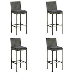 Bar Stool Set of 4 Grey Poly rattan Counter height