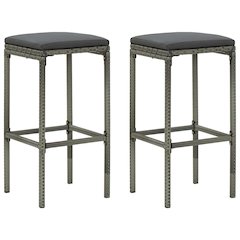 Bar Stool Set of 2 Gray Steel Standard Footrest Bar Stool